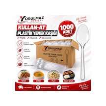 Plastik Yemek Kaşığı 1000 Adet Şeffaf Kullan At Tek Kullanımlık Kaşık Kahverengi