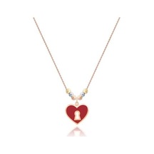 Diamond Line-Gülaylar - 3 Renkli Altın 14 Ayar Kalp Kolye