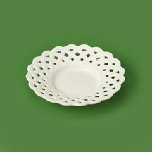 Paçii Dantel Motifli Porselen Çay Tabağı - Beyaz Renkli