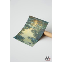 Claude Monet Nehirde Günbatımı, Çerçevesiz Yüksek Kalite Duvar Afişi - Sanatsever Hediyesi
