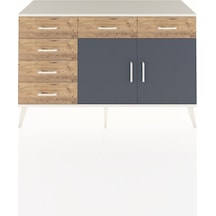 Kronos Konsol 2 Raflı 6 Çekmeceli 2 Kapaklı 132x59x83 Aytaşı-antrasit/çam Antrasit/çam