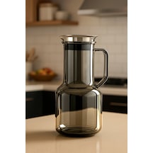 Isıya Dayanıklı Cam Sürahi 1.8 Litre Füme Renk, Borosilikat, Süzgeçli Kapaklı