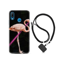 Huawei P20 Lite Kılıf Boyun Askılı Line Filamingo 1776 Siyah