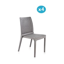Omnipazar Sy-2523 Rattan Bahçe Sandalye 4'lü Set Gri Gri