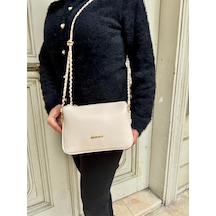 Just Polo Kadın Zincir Askılı Günlük Ve Özel Kullanıma Uygun Şık Tasarımlı Omuz & Çapraz Çanta Shoulder Bag Krem