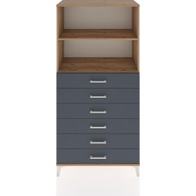Hyperion Dolap 2 Raflı 6 Çekmeceli 88x44x182 Çam-antrasit Atlas Çam