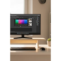 Ahşap Monitör Yükseltici - Ergonomik Masaüstü Monitör Rafı - Laptop - Kolay Kurulum Minimal Tasarım