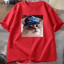 Flood Of Style Lütfen Sabırlı Olun Ben Otizm Kedi Grafik T Shirt Erkek T-shirt Adam Giysileri Kısa Kollu Pam Kırmızı