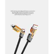 65w 4 Ü 1 Arada Örgülü Hızlı Şarj Kablosu Usb-c Usb-a Çoklu Şarj Dayanıklı Android