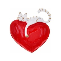 Kalp Beyaz Kedi Hayvan Severler Sevgi Metal Broş Rozet Pin RZ048