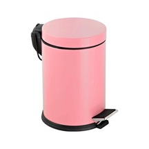Premium Serisi 3 Litre Hacimli Paslanmaz Banyo-mutfak Pedallı Çöp Kovası Pembe 6998