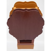 1448bng90085çanta Zigon Sehpa Yonca Dörtlü Model Ahşap Mdf Ceviz Ve Hardal Renk Uyum El Yapım