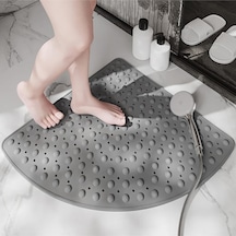 Mainshop Banyo Küvet Paspas Duş Köşe Vantuzlu Gider Delikli Duş Ve Küvet Için 54x54 Cm M-163 Gri
