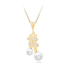 Diamond Line - Gülaylar - Sarı Altın 14 Ayar Incili Kolye Standart N11.23815