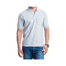 T-Shirt Polo Yaka Kısakol %100 Pamuk Cepli Gri (428138695)