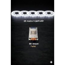 3 Çipli 25 Metre Led + 30 Amper Trafo Beyaz