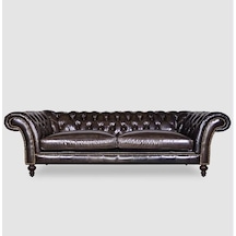 Hanelmobilya Hanel Mobilya Englısh Chester Koltuk Koyu Kahve Suni Deri