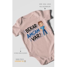 Morivokids Bekar Amcam Var Kısa Kollu Bebek Body %100 Pamuk Pastel Pembe