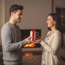 2&apos Li İstiflenebilir Porselen Kupa Seti - Üst Üste Duran Kalp Ve Love Temalı Kule Bardak - 2 Farklı Modelden Biri Sürpriz/asorti - Sevgiliye Hediye Açık Ahşap