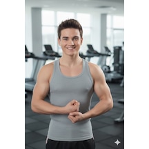 Lüx Wood Lüx Erşah Erkek %100 Pamuk Spor Kesim Ribana Atlet 3'lü Paket - Kod: 310 Gri