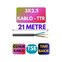 Öznur 3x2,5 Ttr Kablo Metre Seçenekli Siyah - 21 Metre