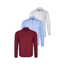 Üçlü Set G726 Dewberry Gömlek-beyaz-mavi-bordo Beyaz-mavi-bordo