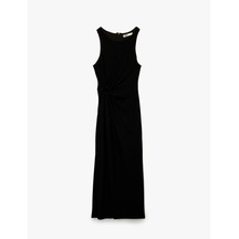 Koton Kolsuz Bisiklet Yaka Taş Detaylı Slim Fit Elbise Siyah 6wak80029fk Siyah