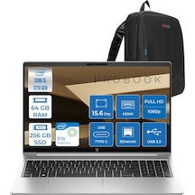HP ProBook 450 G10H9969H2ETF31 i7-1355U 5ghz 64 GB 256 GB SSD 15 6" Dos FHD Dizüstü Bilgisayar + Zetta Çanta