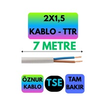 Öznur 2x1,5 Ttr Kablo Beyaz Metre Seçenekli - 7 Metre