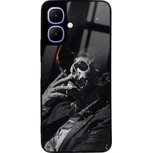 İnfinix Smart 10 Smoke Skull Tasarımlı Glossy Telefon Kılıfı Çok Renkli