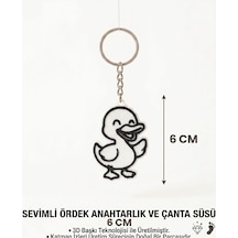 Sevimli Ördek Anahtarlık & Çanta Süsü Beyaz - Siyah