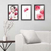 3'lü Pembe Çiçek Temalı Foreks Tablo