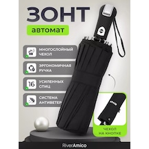River-amico Siyah 16 Telli Büyük Şemsiye Otomatik Anti-rüzgar Şemsiye 168092678 Siyah Kristal