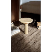 Simillo Wood Wooden Ahşap Tekli Mantar Yan Sehpa Modern Açık Ceviz Renk Fiskos Kahverengi