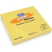 Mas Yapışkanlı Not Kağıdı 100 Sy 76x76 Pastel Sarı 3654