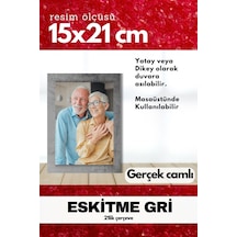 Gerçek Camlı 21lik Düz 15 X 21 Gri Fotoğraf Resim Çerçevesi Ayaklı Arkalık Veya Duvara Asma