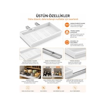 Teleskopik Dolap İçi Düzenleyici, Büyüyüp Küçülebilir Raylı Dolap Organizeri, Ayarlanabilir Sürgülü Mutfak Rafı, Tencere Tava Lavabo Altı Kiler Organizer, Yapıştırılabilir 32-64 Cm Beyaz Çok Renkli