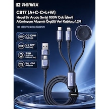 Remax All-in-one 100w Çok Fonksiyonlu Dönüştürücülü Örgü Şarj Kablosu 1.2m - Apple & Samsung Watch Uyumlu Cb17