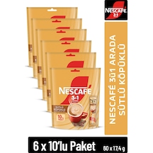 Nescafé 3ü1 Arada Sütlü Köpüklü Çözünebilir Kahve 17,4g 10'lu Paket 10x6 Diğer