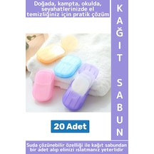 Buççin Online Mağaza Seyahat Tipi Kamp Outdoor Okul Ofis Hafif Suda Kolay Çözünen Sabunluk Tasarımlı Kağıt Sabun 20 Adet Çok Renkli