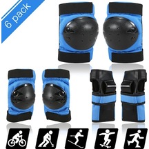 Spor İçin Mavi S Bedenli 6 Parça Tam Koruma Seti: Diz, Dirsek Ve Bilek Koruyucuları Mavi Mavi