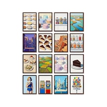 Wayne Thiebaud Eserleri 16'lı Sticker Seti Laptop Defter Ajanda Etiketi Çok Renkli