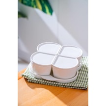 Pure Line 4 Lü Tepsili Kahvaltılık Seti Beyaz