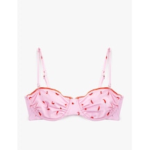 Koton Koton X Sibil Çetinkaya - Kroşe Detaylı Biber Baskılı Balenli Bikini Üstü Çıkarılabilir Askılı Pembe Desenli 6sak10257mm