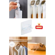 8 Adet Yapışkanlı Yuvarlak Halka Çok Amaçlı Askı Tutucu Set Dolap Mop Tutma Düzenleme Aparatı Plasti Diğer