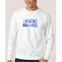 Linkin Park Iridescent Metal Rock Music Baskılı Beyaz Erkek Sweat (534646155)