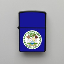 Belize Klasik Ülke Bayraklı - Benzinli Siyah Çakmak - Hediyelik Siyah