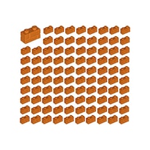 Yedek Parçalar: Modifiyeli Duvar Parçası: 100 Adet 1x2 Koyu Turuncu 98283 - Parts: Brick, Modified: 100 Piece 1x2 Dark Orange