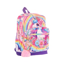 Kaukko Dört Bölmeli Kız Çocuk - Pembe Mor - Unicorn Baskılı - İlkokul Okul Sırt Çantası - L5249 Pembe - Mor