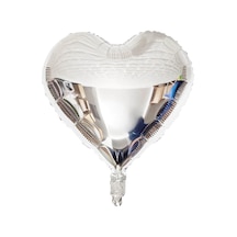 Gümüş Kalp Folyo Balon 18 İnç - 45 Cm